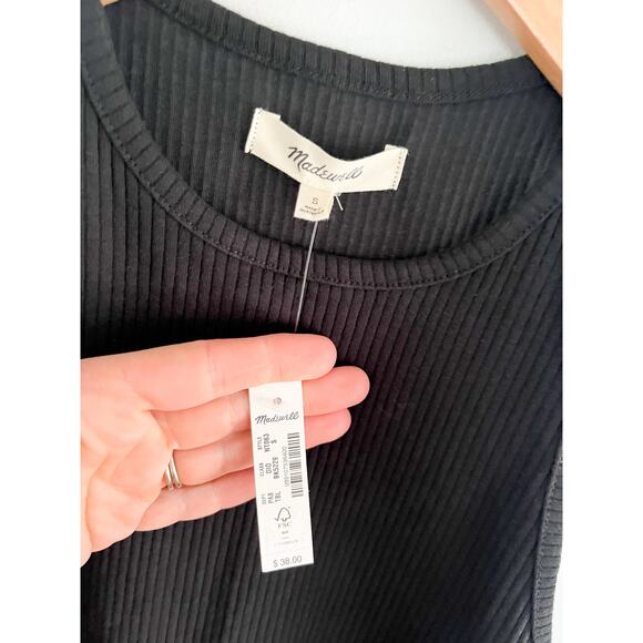 Madewell | NWT | Highneck Tank in Sleekhold in True Black | Sz S - Picture 5 of 8